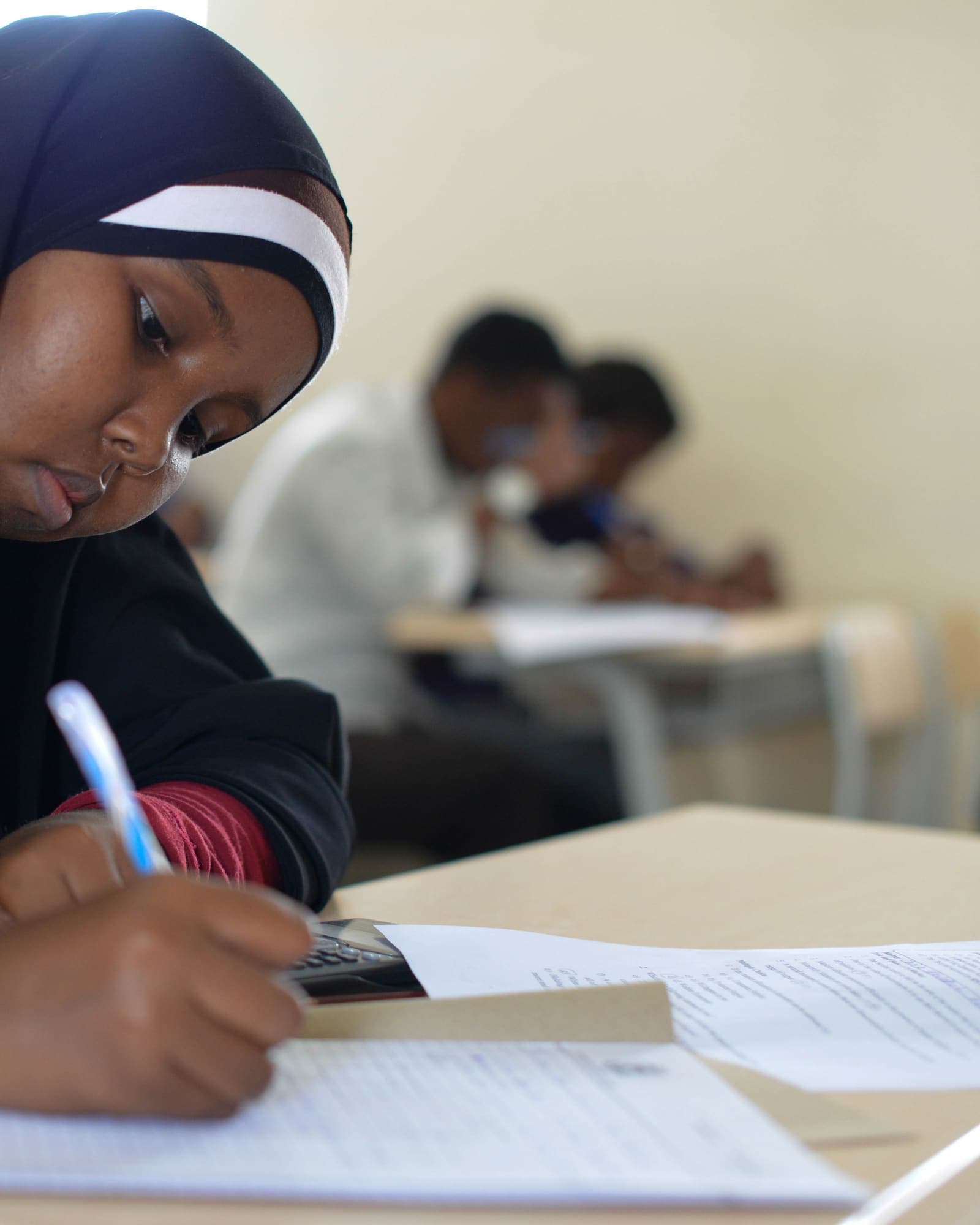 A candidate sitting an examination in Mogadishu, Somalia
